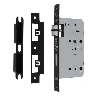 DLX7860WCMB - Carlisle Brass Eurospec DIN Bathroom Lock 60mm Backset (Square Forend) - Matt Black