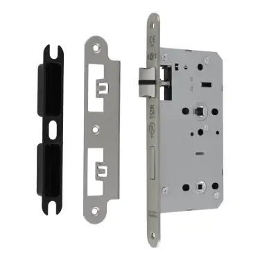 Click Here To Enlarge This Photo Of DLX7855WCSSS/R - Carlisle Brass Eurospec DIN Bathroom Lock 55mm Backset (Radius Forend) - Satin Stainless Steel
