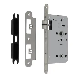 DLX7860WCSSS/R - Carlisle Brass Eurospec DIN Bathroom Lock 60mm Backset (Radius Forend) - Satin Stainless Steel