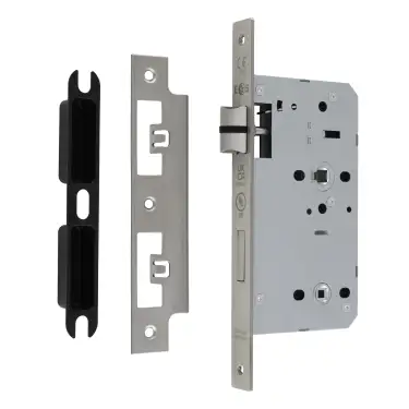 Click Here To Enlarge This Photo Of DLX7860WCSSS - Carlisle Brass Eurospec DIN Bathroom Lock 60mm Backset (Square Forend) - Satin Stainless Steel