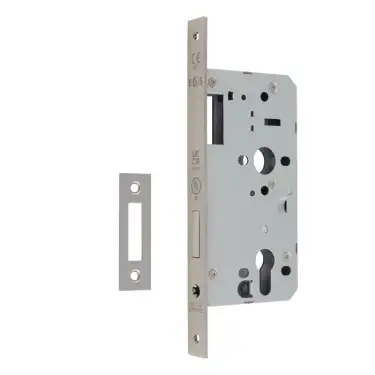 Click Here To Enlarge This Photo Of DLX0055EPSSS - Carlisle Brass Eurospec DIN Euro Deadlock 55mm Backset (Square Forend) - Satin Stainless Steel