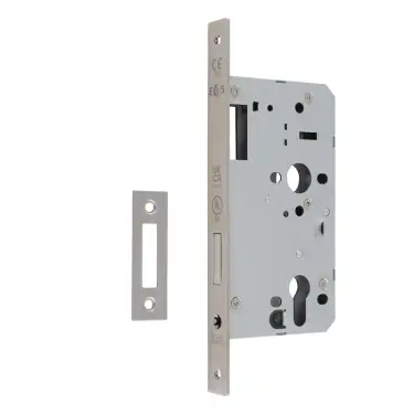 Click Here To Enlarge This Photo Of DLX0060EPSSS - Carlisle Brass Eurospec DIN Euro Deadlock 60mm Backset (Square Forend) - Satin Stainless Steel