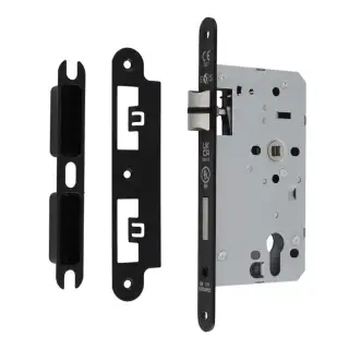 DLX7260ESCMB/R - Carlisle Brass Eurospec DIN Euro Escape Lock 60mm Backset (Radius Forend) - Matt Black