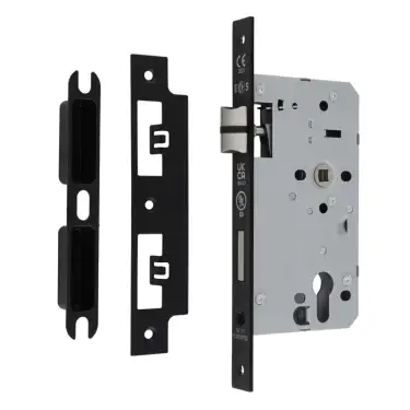 Click Here To Enlarge This Photo Of DLX7260ESCMB - Carlisle Brass Eurospec DIN Euro Escape Lock 60mm Backset (Square Forend) - Matt Black
