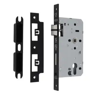 DLX7260ESCMB - Carlisle Brass Eurospec DIN Euro Escape Lock 60mm Backset (Square Forend) - Matt Black