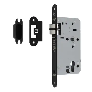 Click Here To Enlarge This Photo Of DLX7260NLMB/R - Carlisle Brass Eurospec DIN Euro Nightlatch 60mm Backset (Radius Forend) - Matt Black