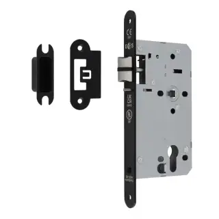 DLX7260NLMB/R - Carlisle Brass Eurospec DIN Euro Nightlatch 60mm Backset (Radius Forend) - Matt Black