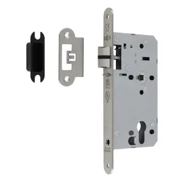 Click Here To Enlarge This Photo Of DLX7255NLSSS/R - Carlisle Brass Eurospec DIN Euro Nightlatch 55mm Backset (Radius Forend) - Satin Stainless Steel