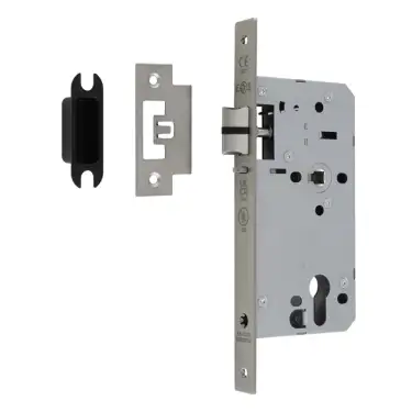 Click Here To Enlarge This Photo Of DLX7255NLSSS - Carlisle Brass Eurospec DIN Euro Nightlatch 55mm Backset (Square Forend) - Satin Stainless Steel