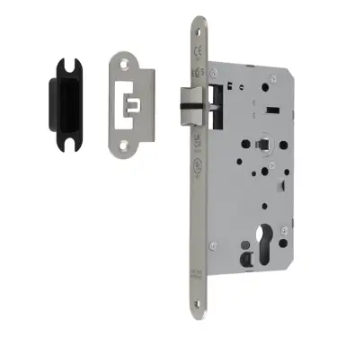 Click Here To Enlarge This Photo Of DLX0060LSSS/R - Carlisle Brass Eurospec DIN Latch 60mm Backset (Radius Forend) - Satin Stainless Steel