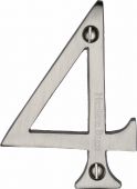 C1560 4-SN Heritage Brass Numeral 4 Face Fix 76mm (3") Satin Nickel Finish