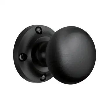 Click Here To Enlarge This Photo Of V980-BKMT Heritage Brass Mortice Knob on Rose Victoria Design Matt Black Finish