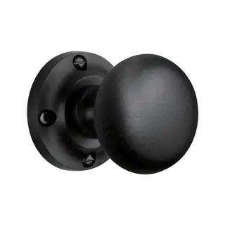 V980-BKMT Heritage Brass Mortice Knob on Rose Victoria Design Matt Black Finish