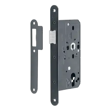 Click Here To Enlarge This Photo Of AR911-R-60-BLK Hoppe Arrone DIN Mortice Latch Radius Forend (60mm Backset) - Matt Black (50015813)