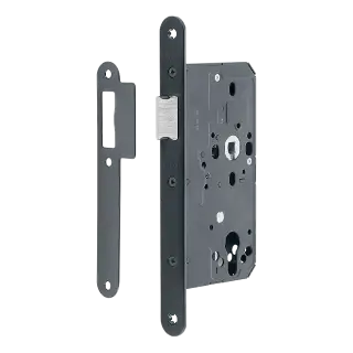 AR911-R-60-BLK Hoppe Arrone DIN Mortice Latch Radius Forend (60mm Backset) - Matt Black (50015813)