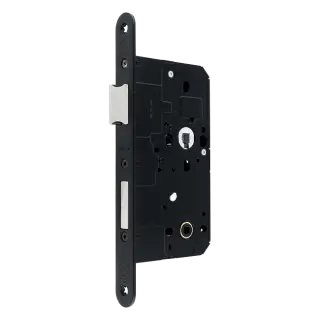 AR913-R-60-BLK Hoppe Arrone DIN Mortice Bathroom Lock Radius Forend (60mm Backset) - Matt Black (50015455)