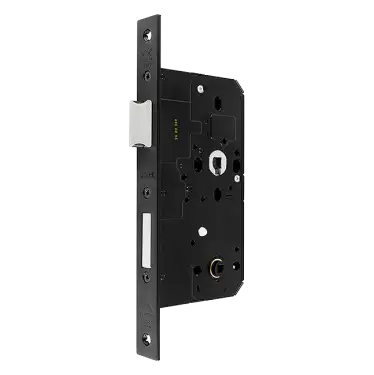 Click Here To Enlarge This Photo Of AR913-S-60-BLK Hoppe Arrone DIN Mortice Bathroom Lock Square Forend (60mm Backset) - Matt Black (50015461)