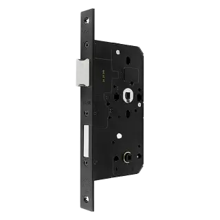 AR913-S-60-BLK Hoppe Arrone DIN Mortice Bathroom Lock Square Forend (60mm Backset) - Matt Black (50015461)