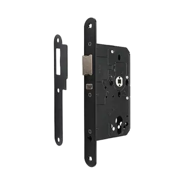 Click Here To Enlarge This Photo Of AR914-R-60-BLK Hoppe Arrone DIN Mortice Nightlatch Case Radius Forend (60mm Backset) - Matt Black (50026203)