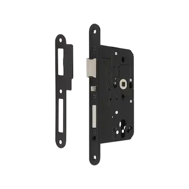 Click Here To Enlarge This Photo Of AR915-R-60-BLK Hoppe Arrone DIN Mortice Apartment Lock Radius Forend (60mm Backset) - Matt Black (50026185)