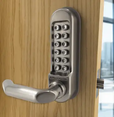Click Here To Enlarge This Photo Of BORG Locks BL5001 SC Medium/Heavy Duty Digital Lock (Round Bar) with Free Passage Mode (60mm Latch) - Satin Chrome