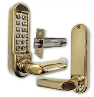 BORG Locks BL5001 PB Medium/Heavy Duty Digital Lock (Round Bar) with Free Passage Mode (60mm Latch) - Polished Brass