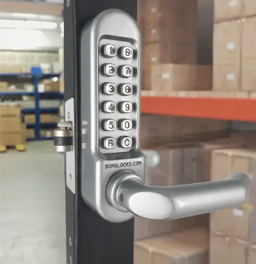Click Here To Enlarge This Photo Of BORG Locks BL5002 SS Medium/Heavy Duty Digital Lock (Round Bar) with Free Passage Mode (28mm Latch for Aluminium/Narrow Stile Doors) - Stainless Steel