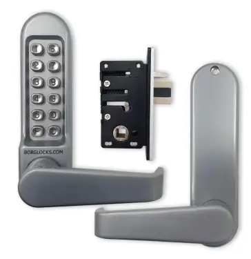 Click Here To Enlarge This Photo Of BORG Locks BL5402 SC Medium/Heavy Duty Digital Lock (Flat Bar) with Free Passage Mode (28mm Latch for Aluminium/Narrow Stile Doors) - Satin Chrome