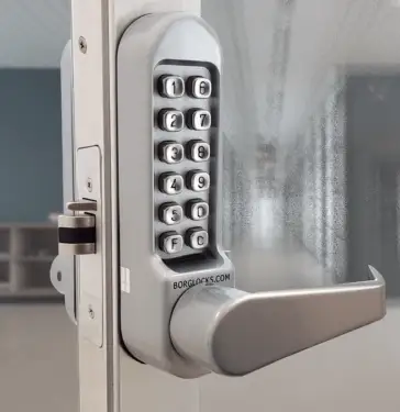 Click Here To Enlarge This Photo Of BORG Locks BL5402 SC Medium/Heavy Duty Digital Lock (Flat Bar) with Free Passage Mode (28mm Latch for Aluminium/Narrow Stile Doors) - Satin Chrome