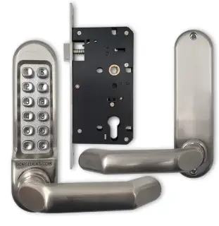 BORG Locks BL5003 SS Medium/Heavy Duty Digital Lock (Round Bar) with Free Passage Mode (60x72mm Euro Profile Lockcase) - Stainless Steel