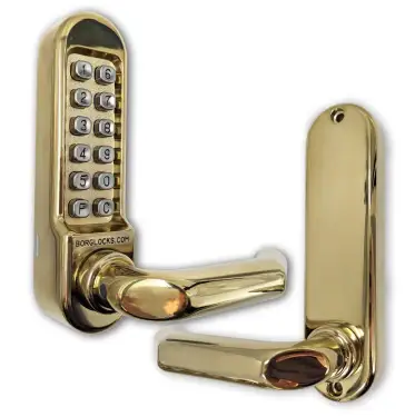 Click Here To Enlarge This Photo Of BORG Locks BL5003 PB Medium/Heavy Duty Digital Lock (Round Bar) with Free Passage Mode (60x72mm Euro Profile Lockcase) - Polished Brass