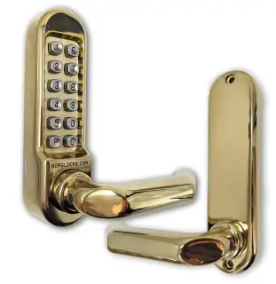 BORG Locks BL5003 PB Medium/Heavy Duty Digital Lock (Round Bar) with Free Passage Mode (60x72mm Euro Profile Lockcase) - Polished Brass