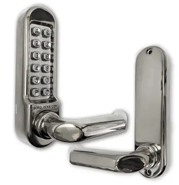 Click Here To Enlarge This Photo Of BORG Locks BL5003 PC Medium/Heavy Duty Digital Lock (Round Bar) with Free Passage Mode (60x72mm Euro Profile Lockcase) - Polished Chrome