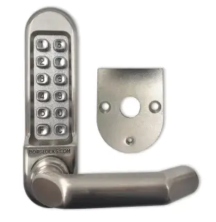 BORG Locks BL5008 SS Medium/Heavy Duty Digital Lock (Round Bar) with Free Passage Mode (Front Plate only for use with Panic Hardware) - Stainless Steel
