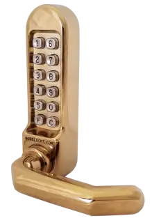 BORG Locks BL5008 PB Medium/Heavy Duty Digital Lock (Round Bar) with Free Passage Mode (Front Plate only for use with Panic Hardware) - Polished Brass
