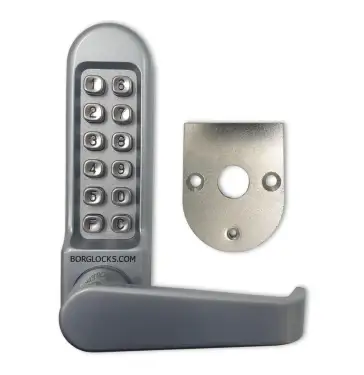 Click Here To Enlarge This Photo Of BORG Locks BL5408 SC Medium/Heavy Duty Digital Lock (Flat Bar) with Free Passage Mode (Front Plate only for use with Panic Hardware) - Satin Chrome