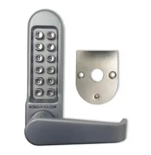 BORG Locks BL5408 SC Medium/Heavy Duty Digital Lock (Flat Bar) with Free Passage Mode (Front Plate only for use with Panic Hardware) - Satin Chrome