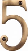C1560 5-AT Heritage Brass Numeral 5 Face Fix 76mm (3") Antique Brass Finish