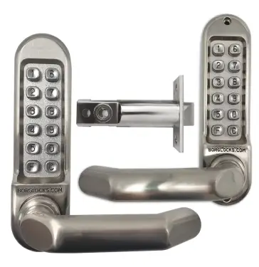 Click Here To Enlarge This Photo Of BORG Locks BL5051 SS Medium/Heavy Duty Back to Back Digital Lock (Round Bar) with Free Passage Mode (60mm Latch) - Stainless Steel
