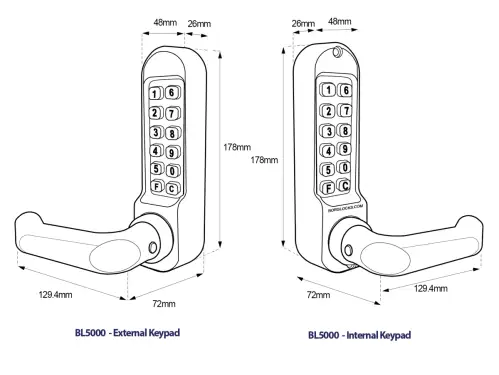 Click Here To Enlarge This Photo Of BORG Locks BL5053 SS Medium/Heavy Duty Back to Back Digital Lock (Round Bar) with Free Passage Mode (60x72mm Euro Profile Lockcase) - Stainless Steel