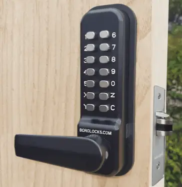 Click Here To Enlarge This Photo Of BORG Locks BL4402 MG Pro Medium/Heavy Duty Free Turning Digital Lock with Holdback (28mm Narrow Stile Latch) - Marine Grade Black