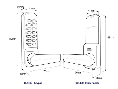 Click Here To Enlarge This Photo Of BORG Locks BL4402 MG Pro Medium/Heavy Duty Free Turning Digital Lock with Holdback (28mm Narrow Stile Latch) - Marine Grade Black