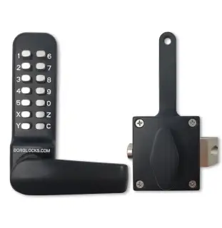 BORG Locks BL4409 MG Pro Medium/Heavy Duty Free Turning Digital Lock with Holdback (Rim Fixed Slam Latch) - Marine Grade Black