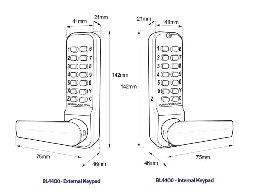 Click Here To Enlarge This Photo Of BORG Locks BL4442 MG Pro Medium/Heavy Duty Free Turning Back to Back Digital Lock (28mm Narrow Stile Latch) - Marine Grade Black