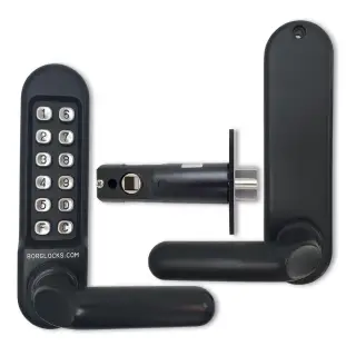 BORG Locks BL5201 MG Pro Medium/Heavy Duty Digital Lock (Round Bar) with Free Passage Mode (60mm Latch) - Marine Grade Black