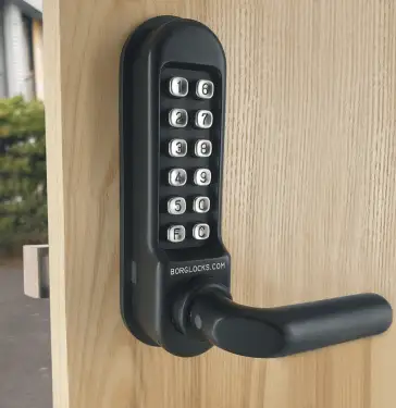 Click Here To Enlarge This Photo Of BORG Locks BL5208 MG Pro Medium/Heavy Duty Digital Lock (Round Bar) with Free Passage Mode (Front Plate only for use with Panic Hardware) - Marine Grade Black