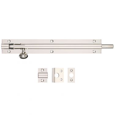 Click Here To Enlarge This Photo Of FB58PN - Zoo Hardware Fulton & Bray Architectural Barrel Bolt 200mm x 30mm Polished Nickel