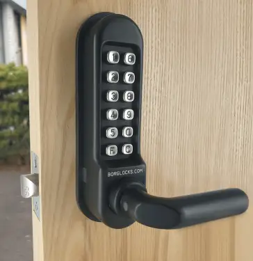 Click Here To Enlarge This Photo Of BORG Locks BL5251 MG Pro Medium/Heavy Duty Back to Back Digital Lock (Round Bar) with Free Passage Mode (60mm Latch) - Marine Grade Black
