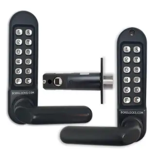 BORG Locks BL5251 MG Pro Medium/Heavy Duty Back to Back Digital Lock (Round Bar) with Free Passage Mode (60mm Latch) - Marine Grade Black