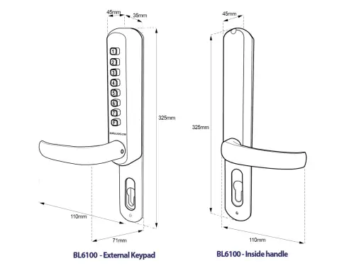 Click Here To Enlarge This Photo Of BORG Locks BL6100 SS Heavy Duty Narrow Stile Digital Lock with Free Passage Mode (suitable for use with 92mm Multipoint Locks) - Stainless Steel